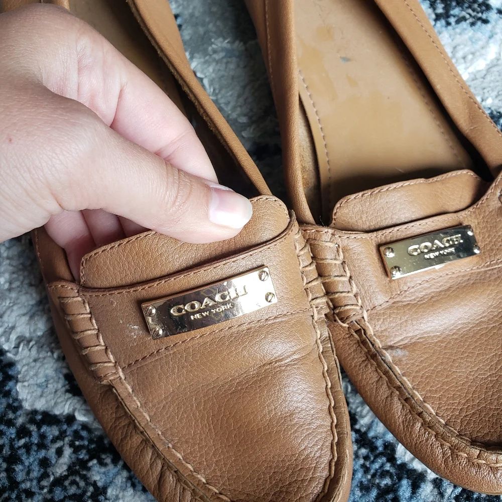 COACH Tan Leather Penny Loafers for Women